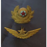 Комплект эмблем  офицерского  состава ВВС СССР 1948 года в золочёной  латуне. полнейшие  оригиналы.