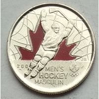 Канада 25 центов 2009 г. Победа мужской сборной по хоккею на олимпиаде Солт-Лейк-Сити 2002. Цветная
