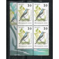 Девятый стандартный выпуск "Птицы сада" Беларусь 2006 год (648) 1 марка в квартблоке (простая бумага)
