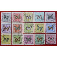 Гвинея. Бабочки. ( 15 марок ) 1963 года.