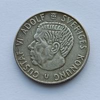 1 крона 1967 года. Швеция. Серебро 400. Монета не чищена. 23