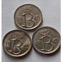 Бельгия. 25 сантимов 1965 года. С разными надписями страны.