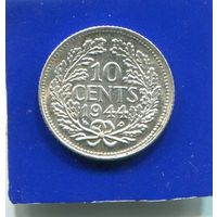 Нидерланды 10 центов 1944 Р , серебро