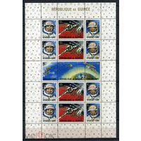 Гвинея 1965, Советский КОСМОС, Восток 3,4,5,6, Беляев, Леонов, малый лист, MNH