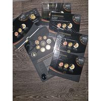 Германия 2015 год 5 наборов разных монетных дворов A D F G J. 1, 2, 5, 10, 20, 50 евроцентов, 1 евро и 2х2 юбилейных евро. Официальный набор PROOF монет в упаковке.