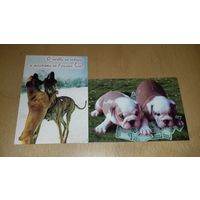 Календарики 2001 Собаки. Юмор. 2 шт. одним лотом