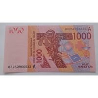 Кот-д'Ивуар 1000 франков 2003 года UNC