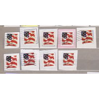 Флаг США 2002 год год лот 1066  БЕЗ ПОВТОРОВ разновидности разная зубцовка   МОЖНО РАЗДЕЛЬНО вырезки 9 марок
