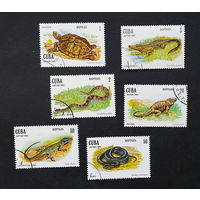 Куба 1982 г. Рептилии. Змеи. Ящерицы. Черепахи. Фауна, полная серия из 6 марок #0042-Ф2P7