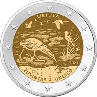2 евро 2021 Литва Биосферный резерват Жувинтас UNC из ролла