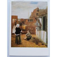 Хох. Женщина и служанка во дворе. Издание Германии