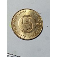 Словения 5 толаров 1998 года.