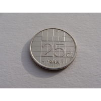 Нидерланды. 25 центов 1986 год  KM#204
