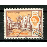 Британские колонии - Бермуды - 1962/1969 - Королева Елизавета II и архитеткутра 2Sh - [Mi.175] - 1 марка. Гашеная.  (Лот 71AL)