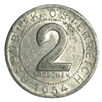 Австрия 2 гроша, 1954