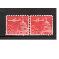 США-1962, (Мих.836 х+у) , гаш. , Стандарт, Авиапочта, Самолет(одиночка), 2 бумаги