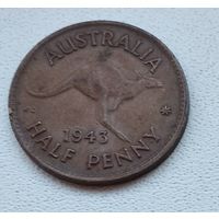 Австралия 1/2 пенни, 1943  - Без точки 6-14-30