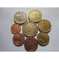 Полный ГОДОВОЙ набор евро монет Италия 2005 г. (1, 2, 5, 10, 20, 50 евроцентов, 1, 2 евро)