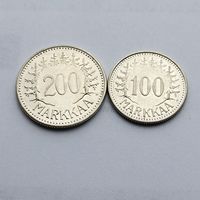 Набор 200 марок 1956 и 100 марок 1958 (Финляндия). Серебро 500. Монеты не чищены, в блеске. 281