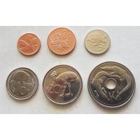 Папуа Новая Гвинея набор 6 монет 1-2-5-10-20 тоя 1 кина. Фауна.UNC