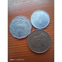 Индия 2 рупии 1998, Индия 1 рупия 2011, Бельгия 20 франков 1981-25