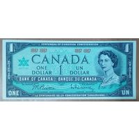 1 доллар 1967 года - Канада - UNC- юбилейная 100 лет Конфедерации