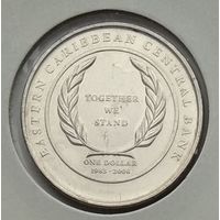 Восточные Карибы 1 доллар 2008 г. 25 лет Восточно-Карибскому Центральному банку. В холдере