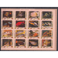 Фауна. Рыбы. Ум Аль Кивайн (ОАЭ). 1972. 1 лист из 16 марок б/з. Michel N 1306-1321 (25,0 е).
