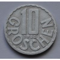 Австрия, 10 грошей 1955 г.