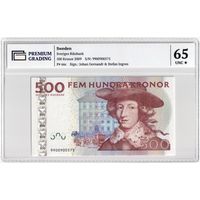 Швеция 500 крон 2009 года. Тип Р-66с. В слабе Premium Grading 65. Состояние UNC!