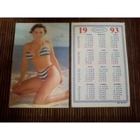 Карманный календарик.Девушка в купальнике.1993 год