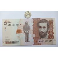 Werty71 Колумбия 5000 песо 2017 UNC банкнота
