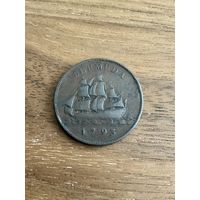 Бермудские острова 1 пенни 1793 г. Редкая