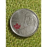 Канада 25 центов 2012 г Текумсе (война 1812) AU цветная