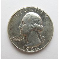 Все лоты с рубля.25 центов,квотер,США 1964,серебро