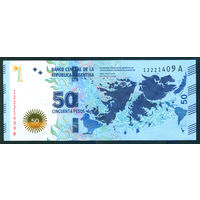 Аргентина 50 песо 2015 Мальвинские острова юбилейка UNC