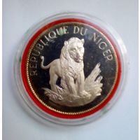 Нигер 10 франков 1968 г. Лев Серебро 0,900 Пруф