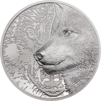 RARE Монголия 25000 тугриков 2021г. "Мистический волк" PROOF. Монета в капсуле; подарочной рамке футляре; сертификат; коробка. ПЛАТИНА 31,10гр.(1 oz).