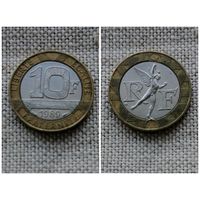 Франция 10 франков 1989/Би-металл