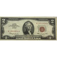 США 2$. 1963 год. C красной печатью.