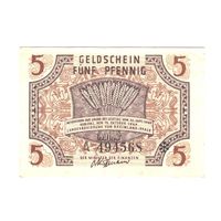 Германия 5 пфеннигов 1947 года. RHEINLAND-PFALZ. Тип PS-1004. Состояние аUNC!