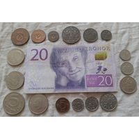 Набор монет старой Швеции, все разные от 1944 года+ банкнота 20 крон Астрид Линдгрен. Распродажа коллекции!
