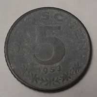 Австрия 5 грошей, 1953 (5-6-107)