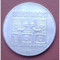 Серебро 0,640! Австрия 100 шиллингов, 1976 XII зимние Олимпийские Игры, Инсбрук 1976