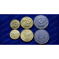 Украина 5, 10, 25 копеек 2015г UNC