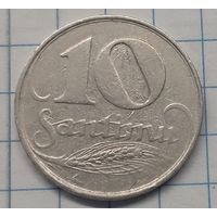 Латвия 10 сантим 1922г.km4