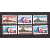 Транспорт Конго 6 марок 145-50 Самолеты Авиация Аэропорт MNH