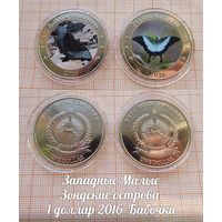 Индонезия Западные Малые Зондские острова 1 доллар 2016 Бабочки в капсулах