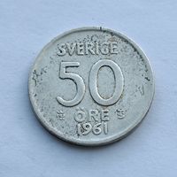 50 эре 1961 года Швеция. Серебро 400. Монета не чищена. 34