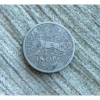 Werty71 Индия Британская 1/4 рупии 1947 Тигр Георг 6